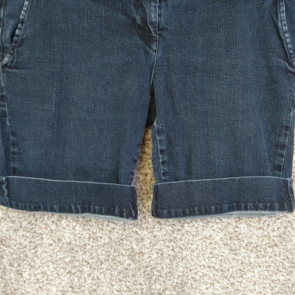 Elle Denim Bermuda Shorts Flap Pockets Mid-Rise Stretch Blue Jean 8 - Picture 6 of 11